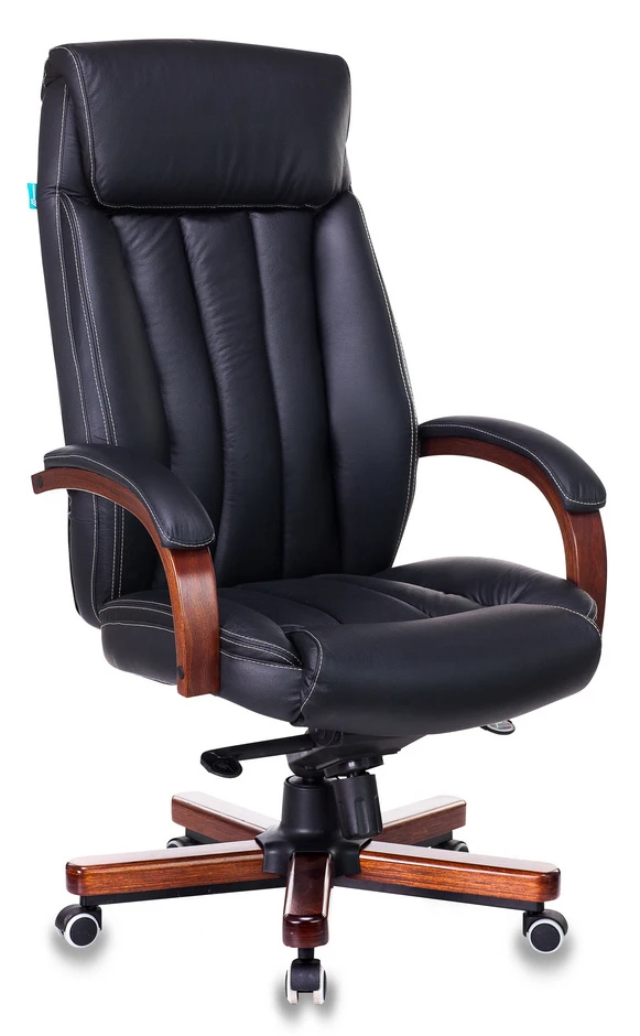 картинка Кресло руководителя Бюрократ T-9922WALNUT черный кожа крестов. металл/дерево от магазина Montegros