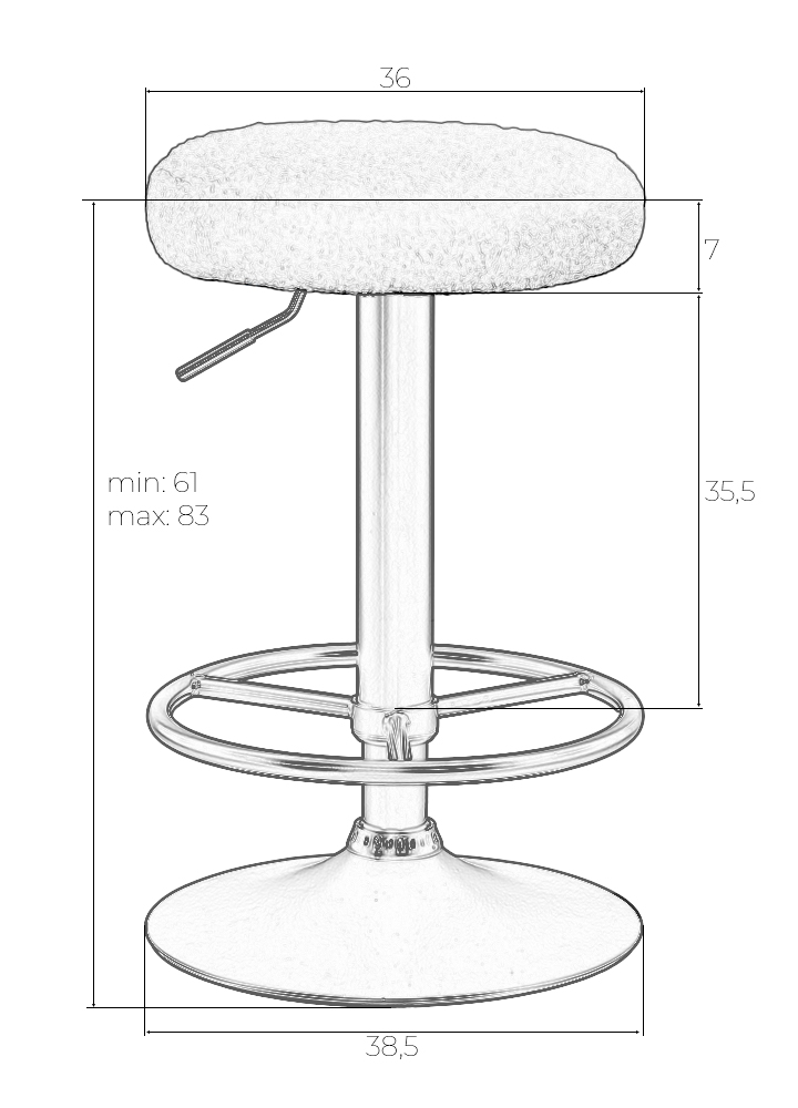 картинка Табурет барный DOBRIN TEDDY BLACK, белый букле (13) от магазина Montegros