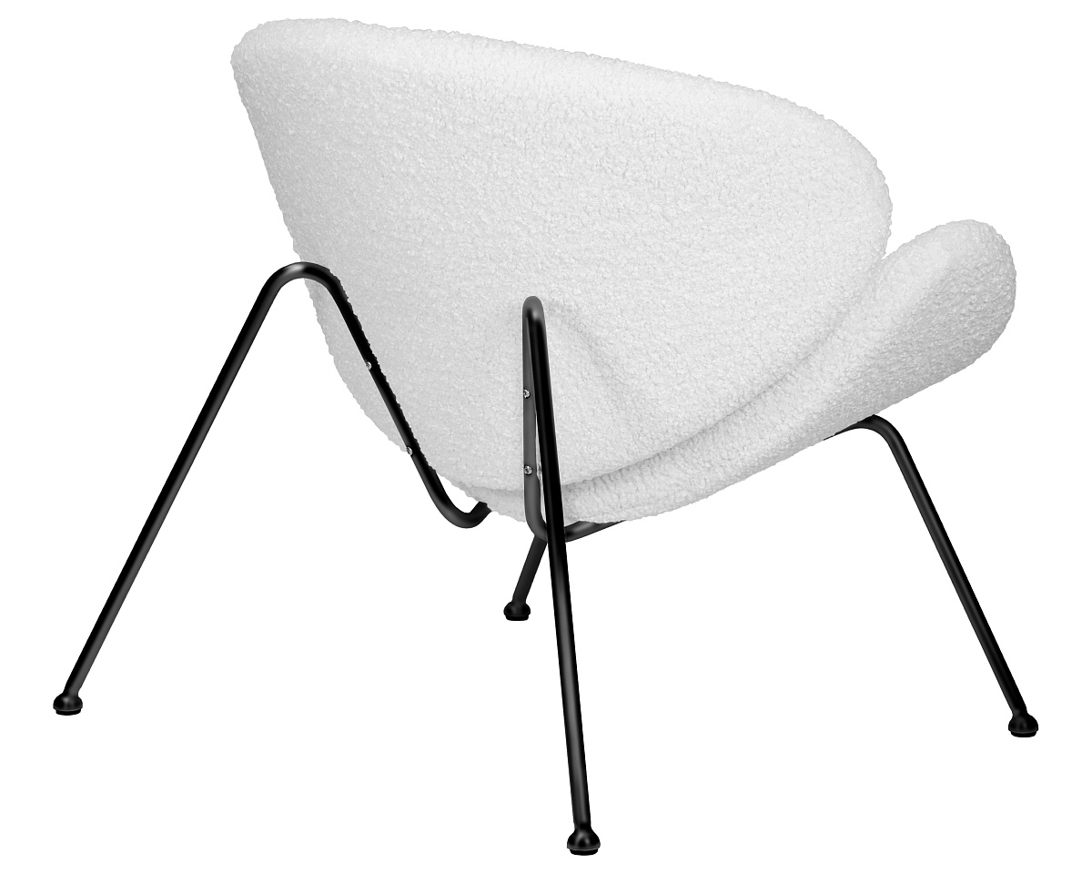картинка Кресло дизайнерское DOBRIN EMILY, белый (букле) ткань, черное основание от магазина Montegros