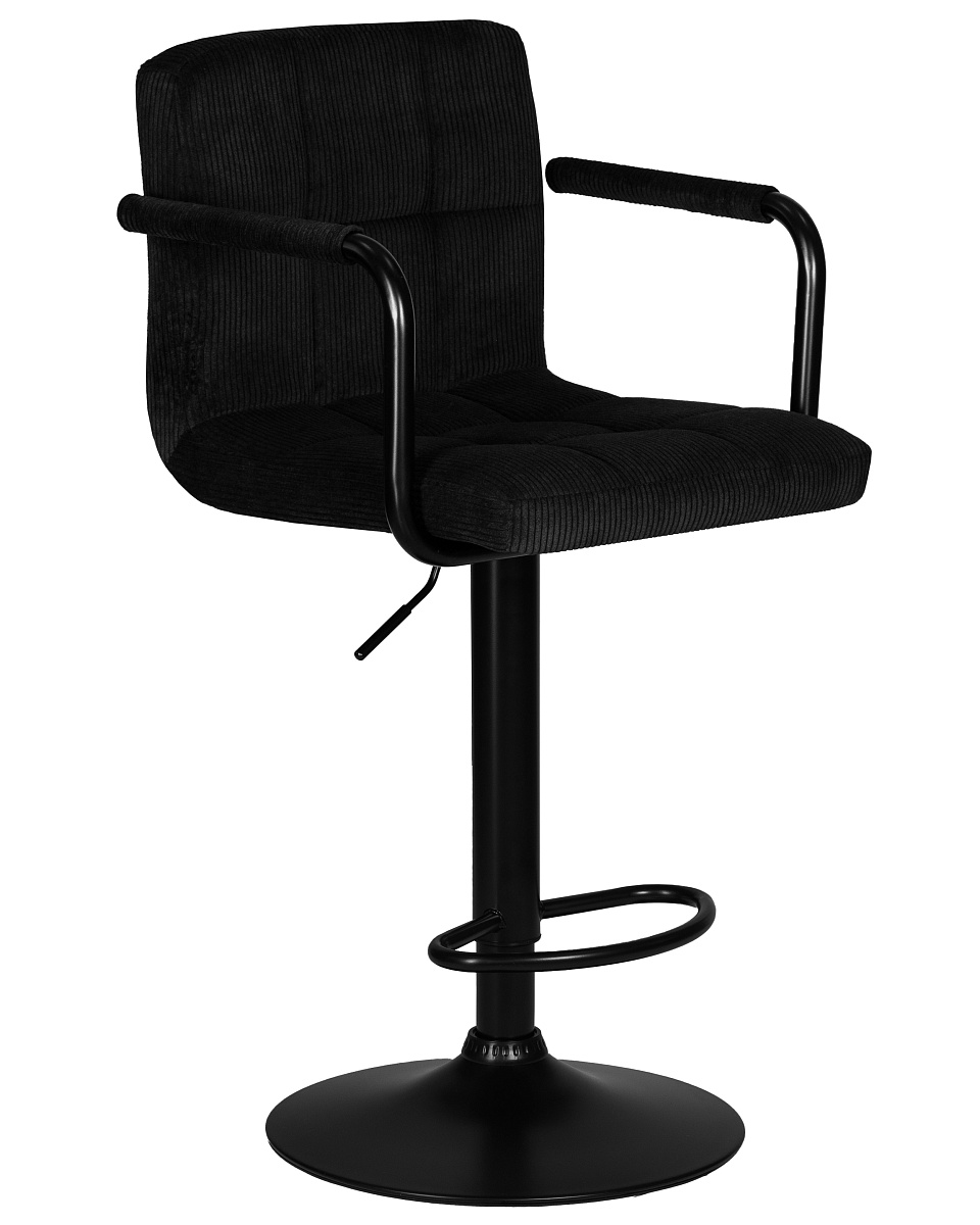 картинка Стул барный DOBRIN KRUGER ARM BLACK, черный вельвет (LAR-E2041-52) от магазина Montegros