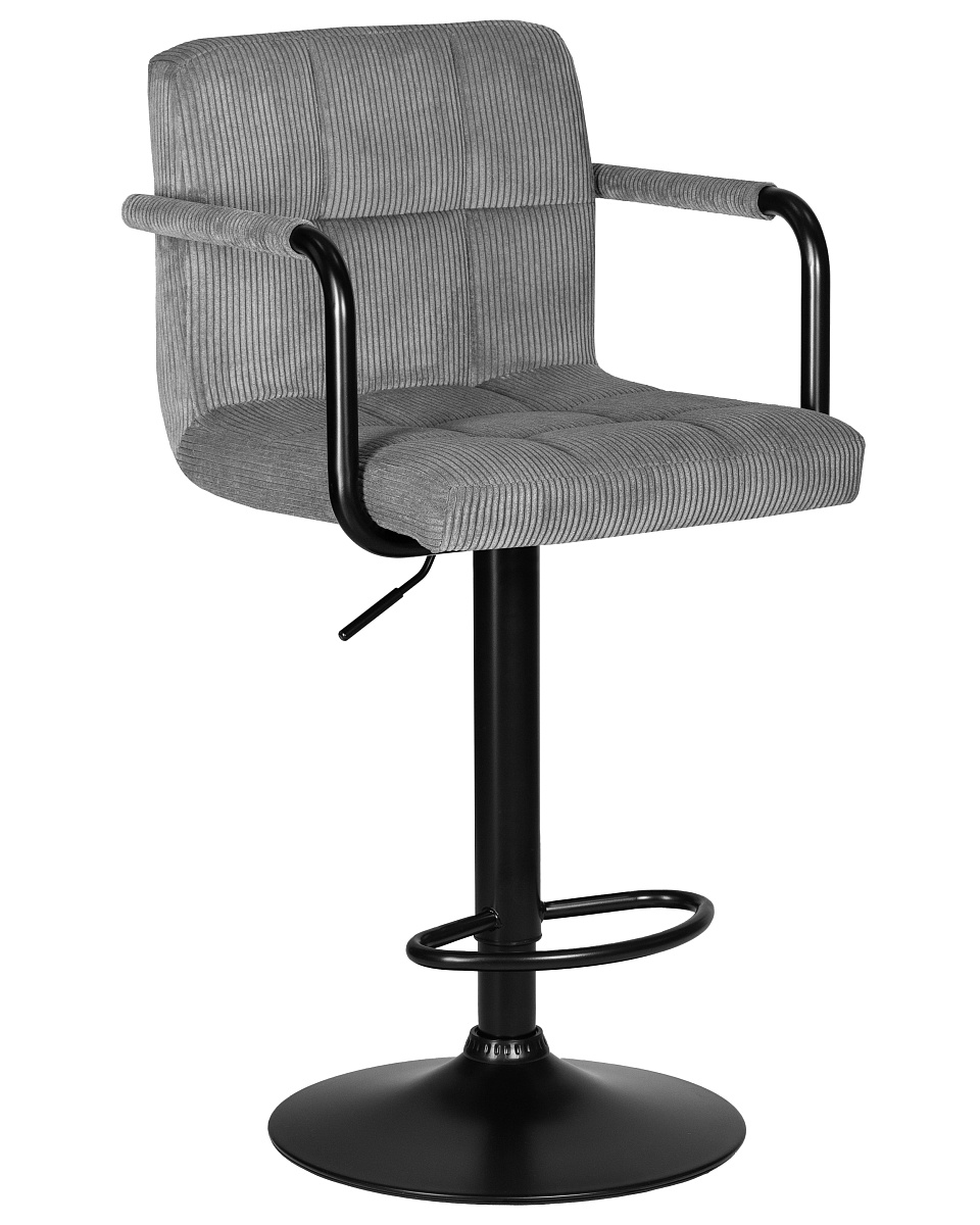 картинка Стул барный DOBRIN KRUGER ARM BLACK, серый вельвет (LAR-E2041-25) от магазина Montegros