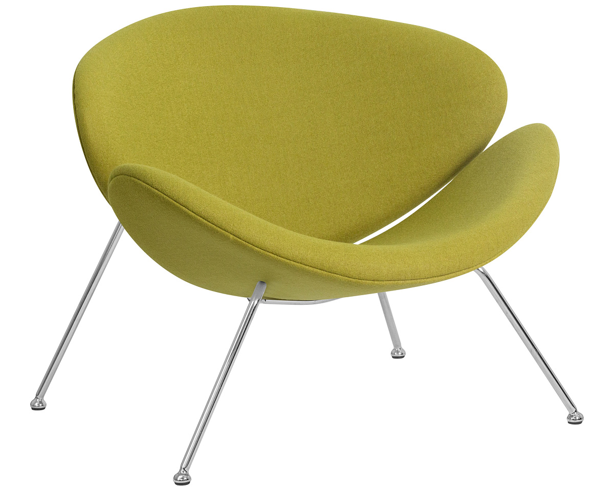 картинка Кресло дизайнерское DOBRIN EMILY, светло-зеленая ткань AF3, хромированная сталь от магазина Montegros