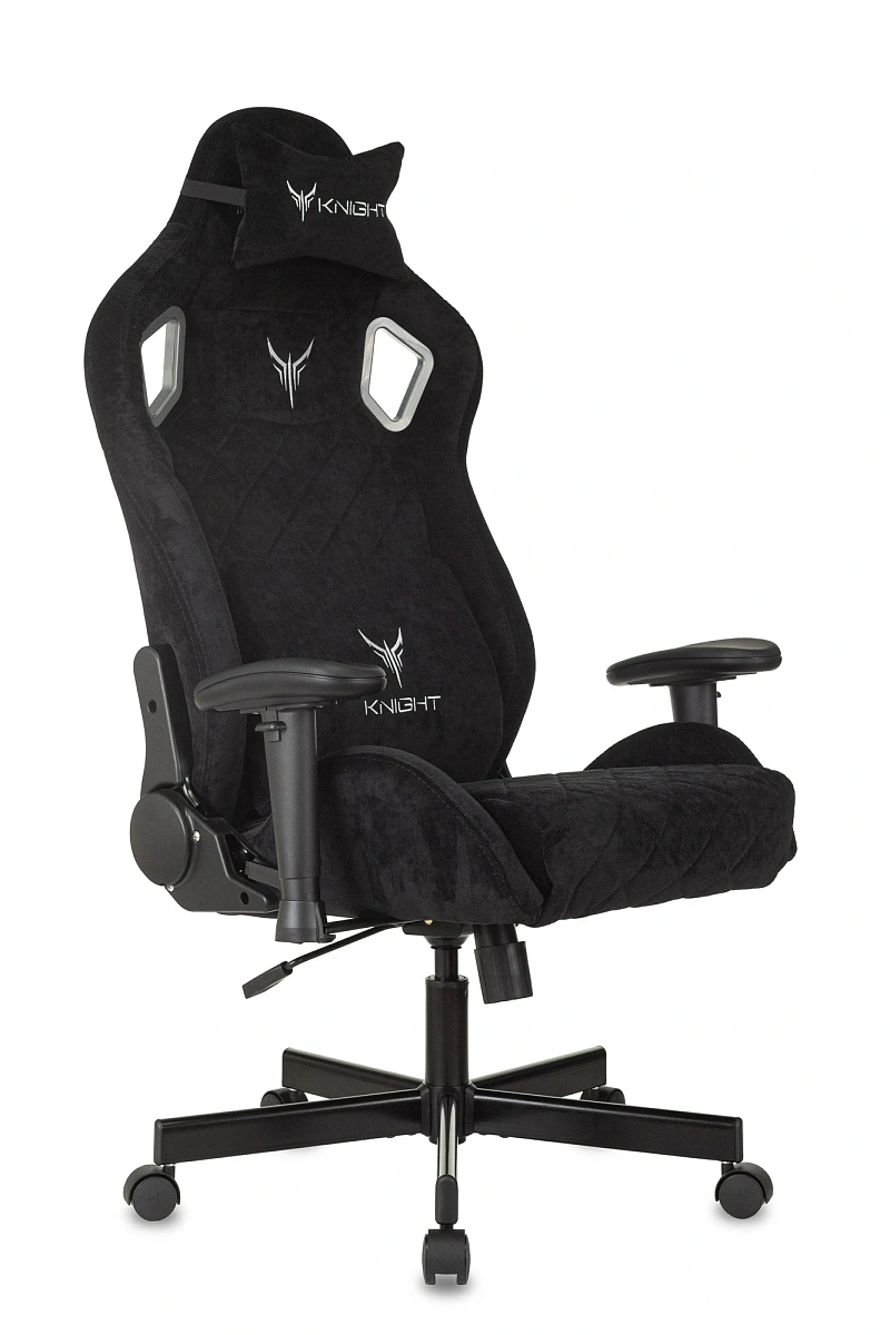 картинка Кресло игровое Knight Outrider черный Light-20 с подголов. крестов. металл от магазина Montegros