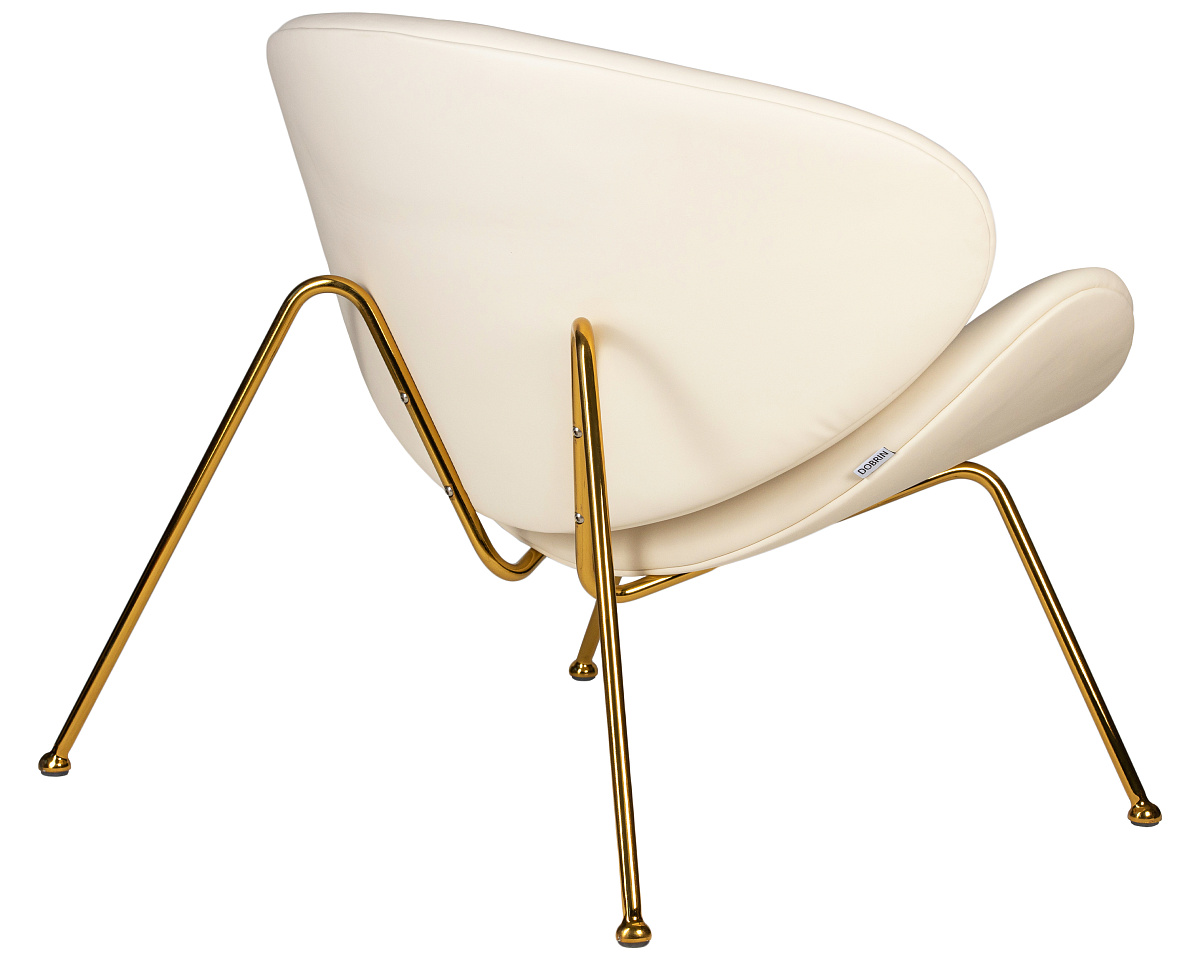 картинка Кресло дизайнерское DOBRIN EMILY, белый винил YP17, золотое основание от магазина Montegros