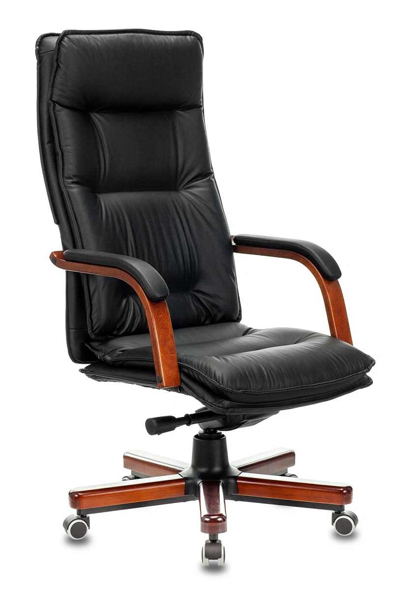картинка Кресло руководителя Бюрократ T-9927WALNUT черный кожа крестов. металл/дерево от магазина Montegros