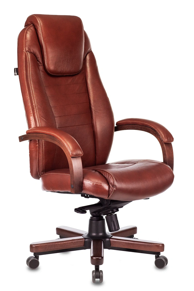 картинка Кресло руководителя Бюрократ T-9923WALNUT светло-коричневый Leather Eichel кожа крестов. металл/дерево от магазина Montegros