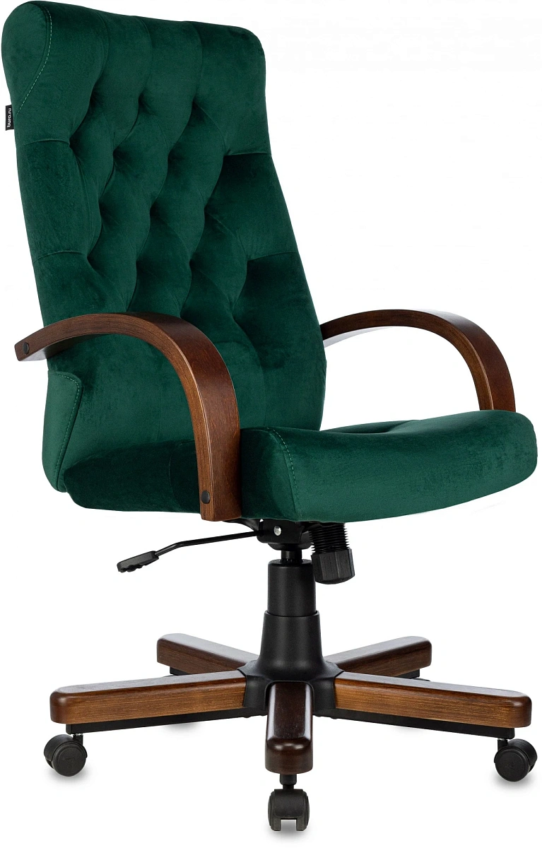 картинка Кресло руководителя Бюрократ T-9928WALNUT Fabric зеленый Italia Green крестов. металл/дерево от магазина Montegros