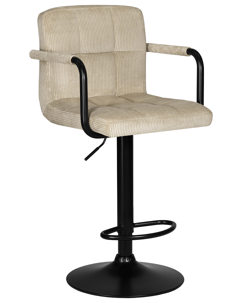 картинка Стул барный DOBRIN KRUGER ARM BLACK, бежевый вельвет (LAR-E2041-04) от магазина Montegros