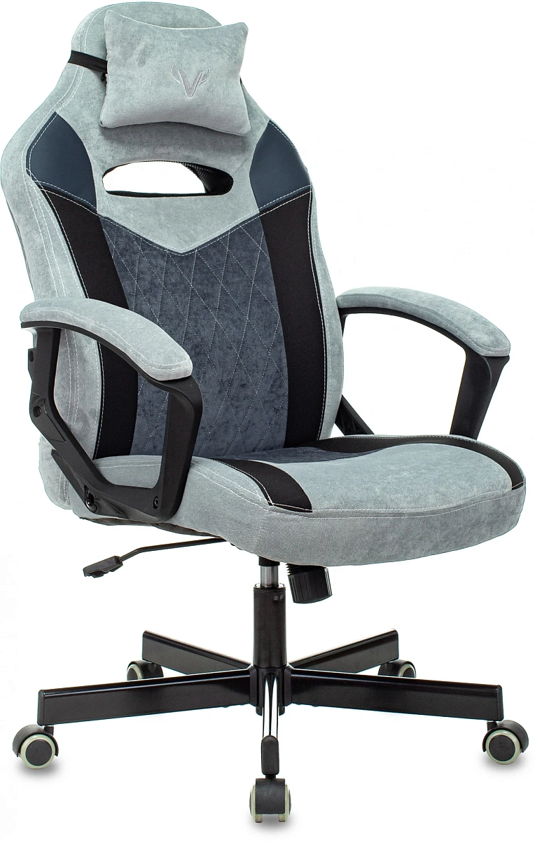 картинка Кресло игровое Zombie VIKING 6 KNIGHT Fabric голубой с подголов. крестов. металл от магазина Montegros