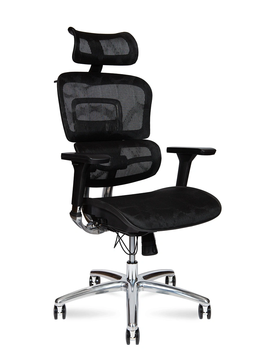 картинка Kron aluminium black (База алюминий/ Черная спинка/ Черная сидушка) от магазина Montegros