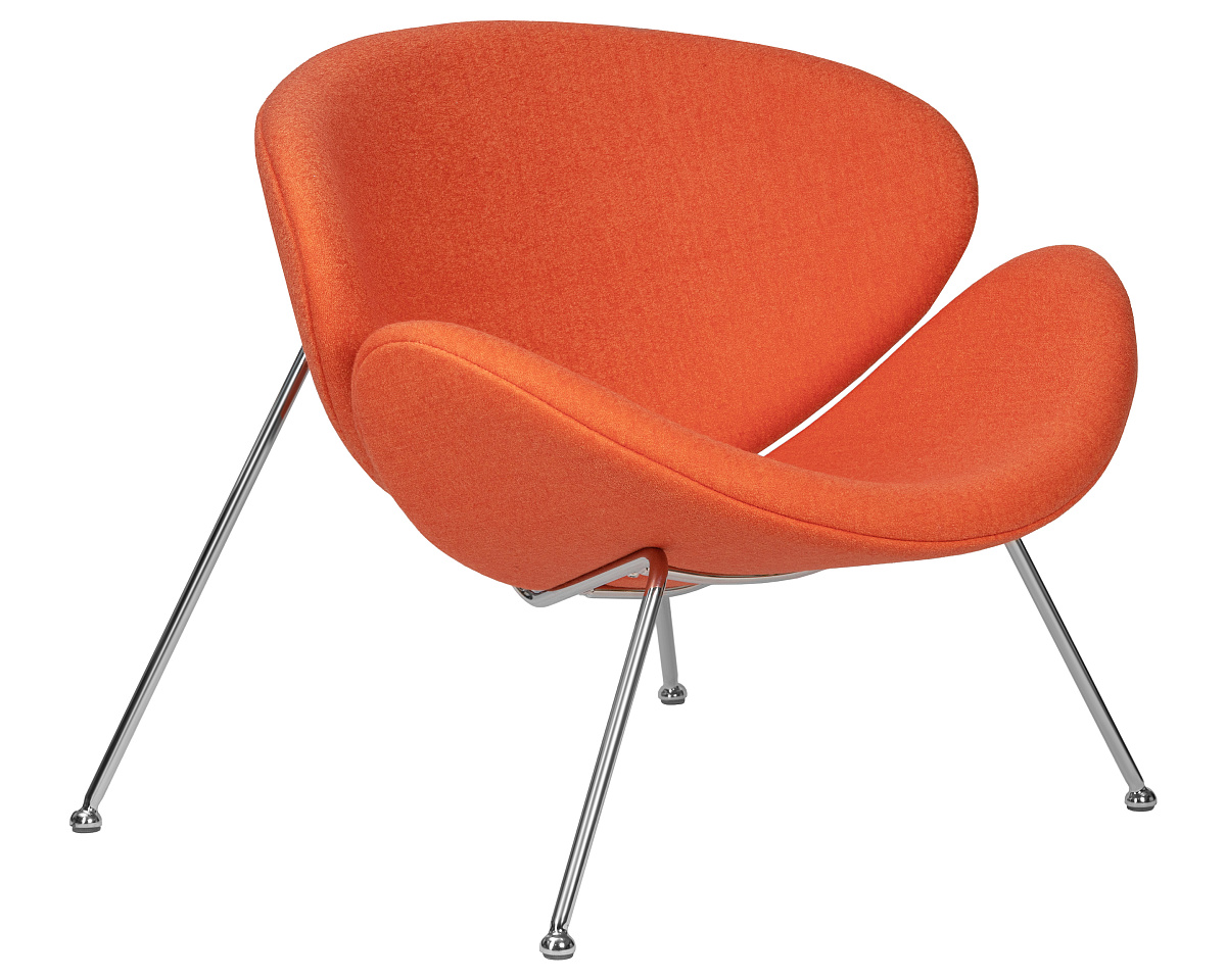 картинка Кресло дизайнерское DOBRIN EMILY, оранжевая ткань AF, хромированная сталь от магазина Montegros