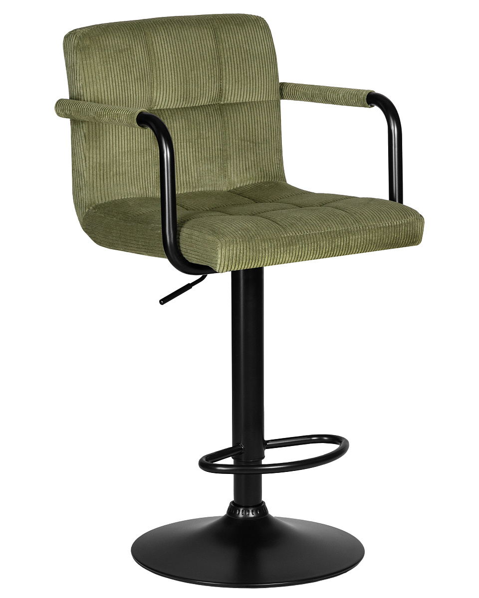 картинка Стул барный DOBRIN KRUGER ARM BLACK, зеленый вельвет (LAR-E2041-7) от магазина Montegros