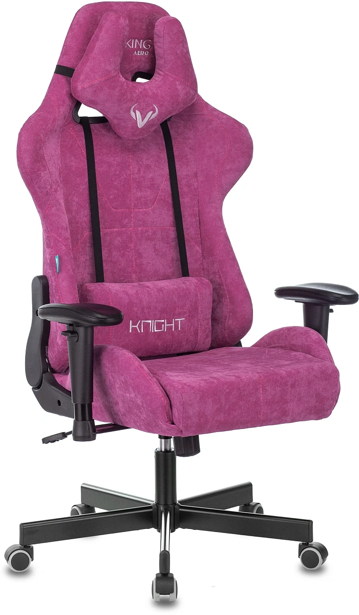 картинка Кресло игровое Zombie VIKING KNIGHT Fabric малиновый Light-15 с подголов. крестов. металл от магазина Montegros