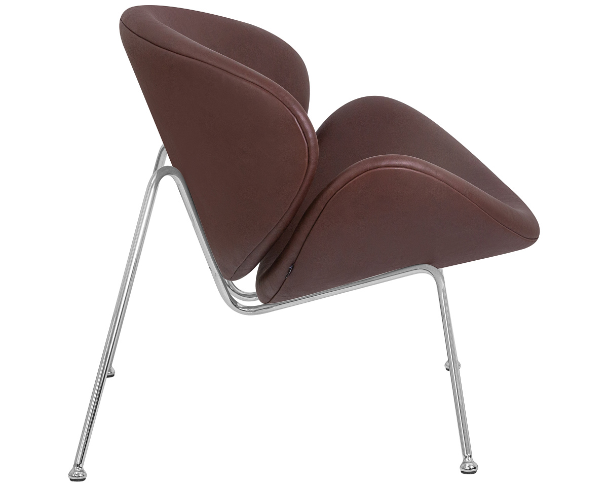 картинка Кресло дизайнерское DOBRIN EMILY, коричневый винил YP5, хромированная сталь от магазина Montegros