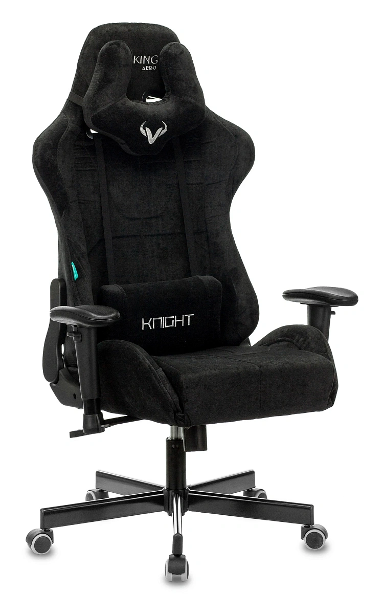картинка Кресло игровое Zombie VIKING KNIGHT Fabric черный Light-20 с подголов. крестов. металл от магазина Montegros