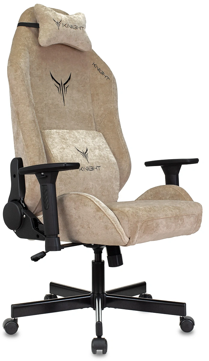 картинка Кресло игровое Knight N1 Fabric бежевый Light-21 с подголов. крестов. металл от магазина Montegros