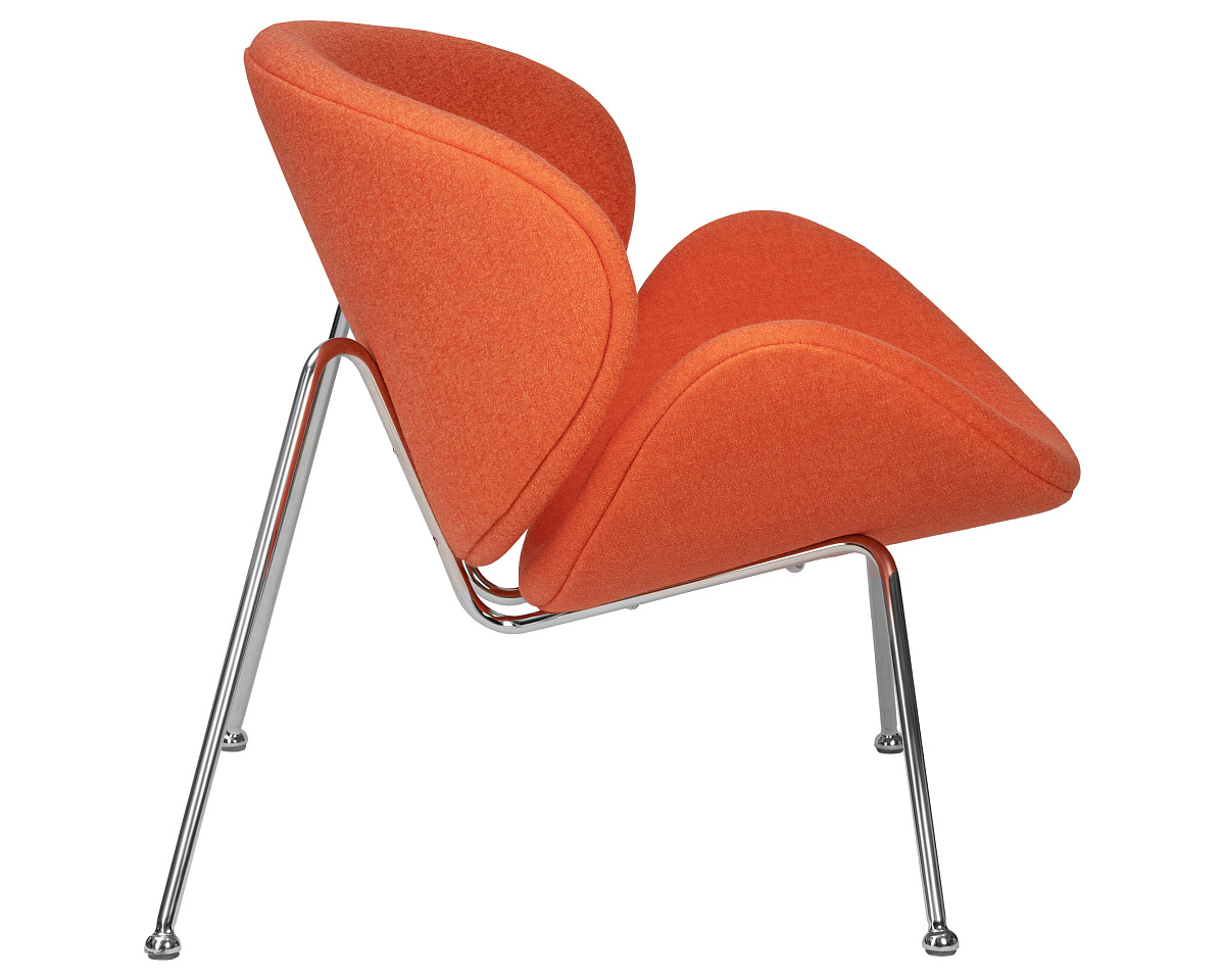 картинка Кресло дизайнерское DOBRIN EMILY, оранжевая ткань AF, хромированная сталь от магазина Montegros