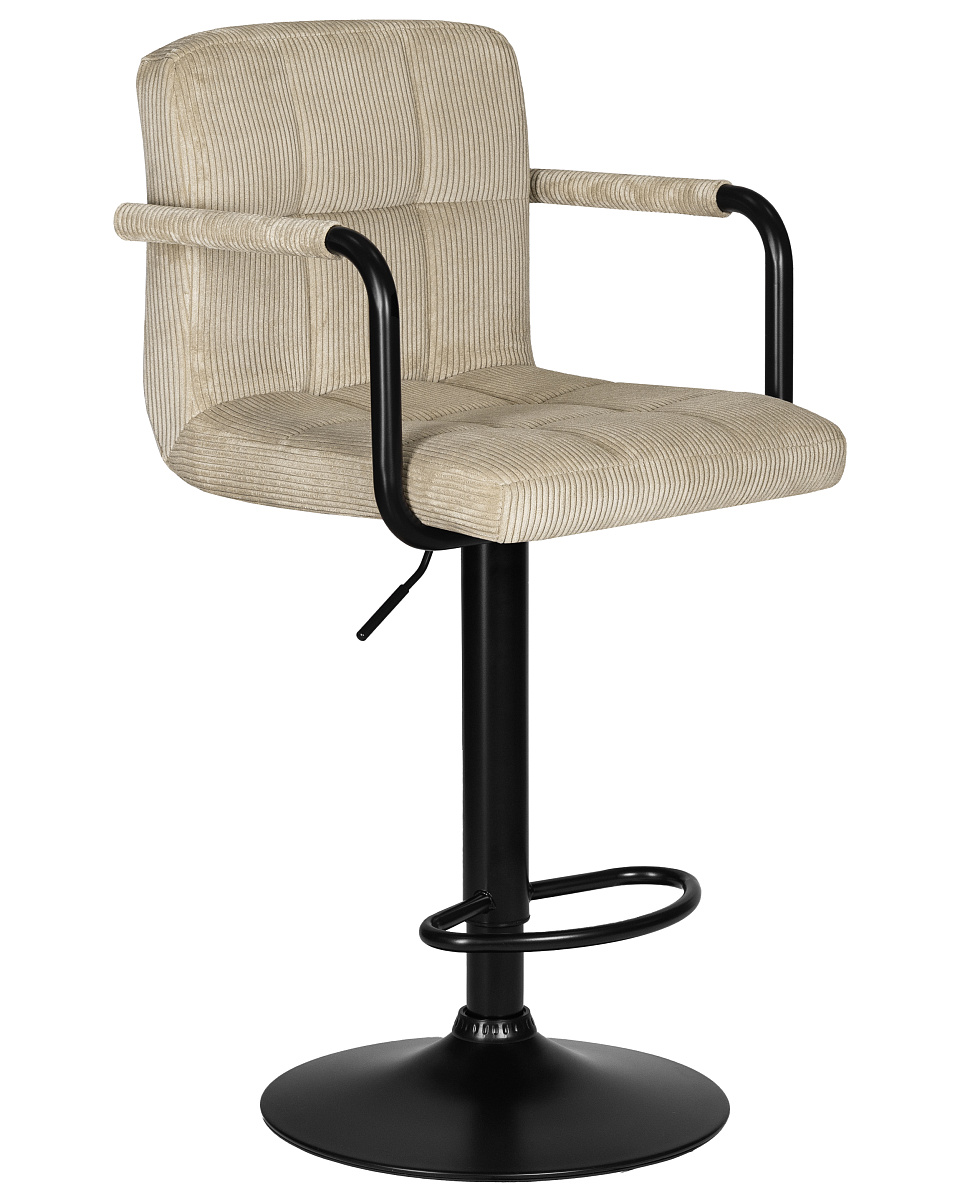 картинка Стул барный DOBRIN KRUGER ARM BLACK, бежевый вельвет (LAR-E2041-04) от магазина Montegros