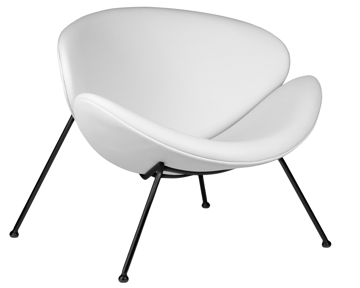 картинка Кресло дизайнерское DOBRIN EMILY, белый винил YP17, черное основание от магазина Montegros