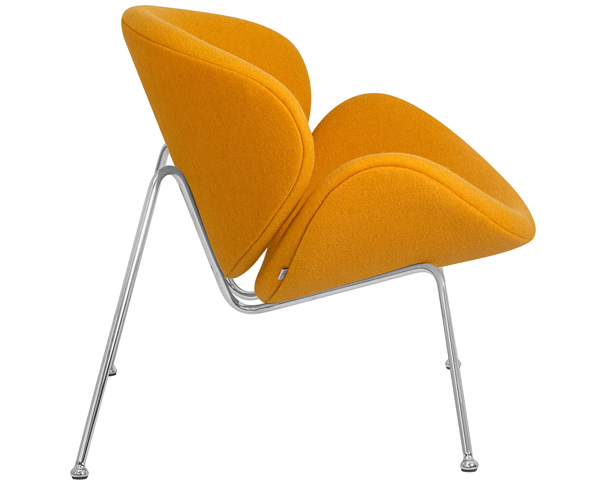 картинка Кресло дизайнерское DOBRIN EMILY, желтая ткань AF13, хромированная сталь от магазина Montegros