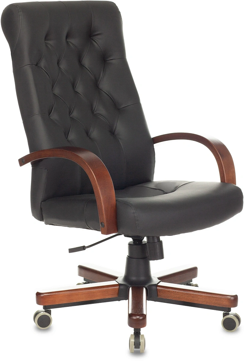 картинка Кресло руководителя Бюрократ T-9928WALNUT/ECO черный экокожа крестов. металл/дерево от магазина Montegros