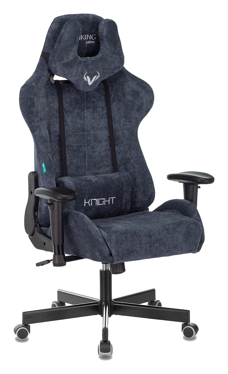 картинка Кресло игровое Zombie VIKING KNIGHT Fabric синий Light-27 с подголов. крестов. металл от магазина Montegros