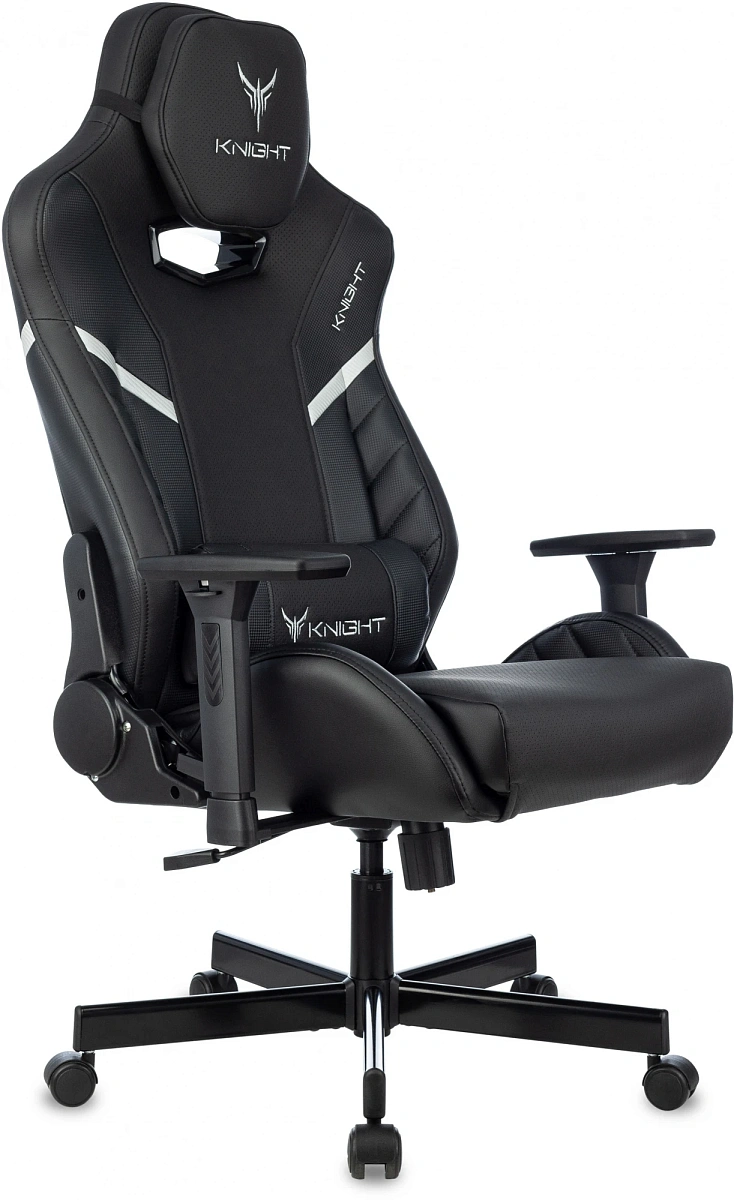 картинка Кресло игровое Knight Thunder 5X черный экокожа крестов. металл от магазина Montegros