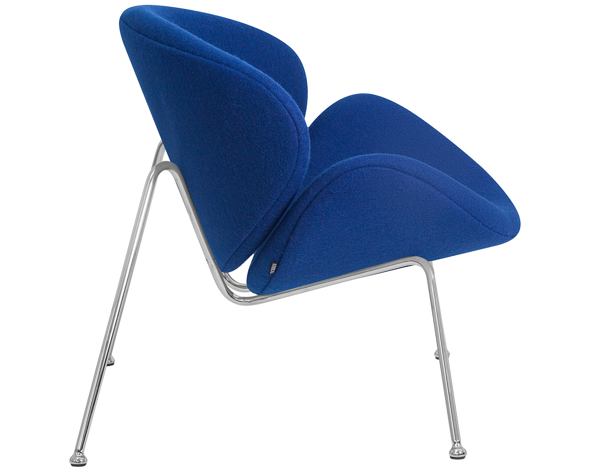 картинка Кресло дизайнерское DOBRIN EMILY, синяя ткань AF6, хромированная сталь от магазина Montegros