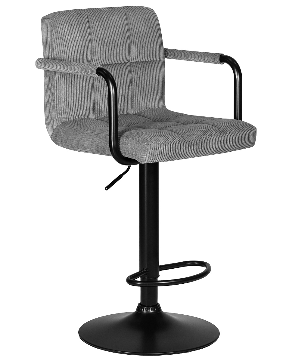 картинка Стул барный DOBRIN KRUGER ARM BLACK, серый вельвет (LAR-E2041-25) от магазина Montegros