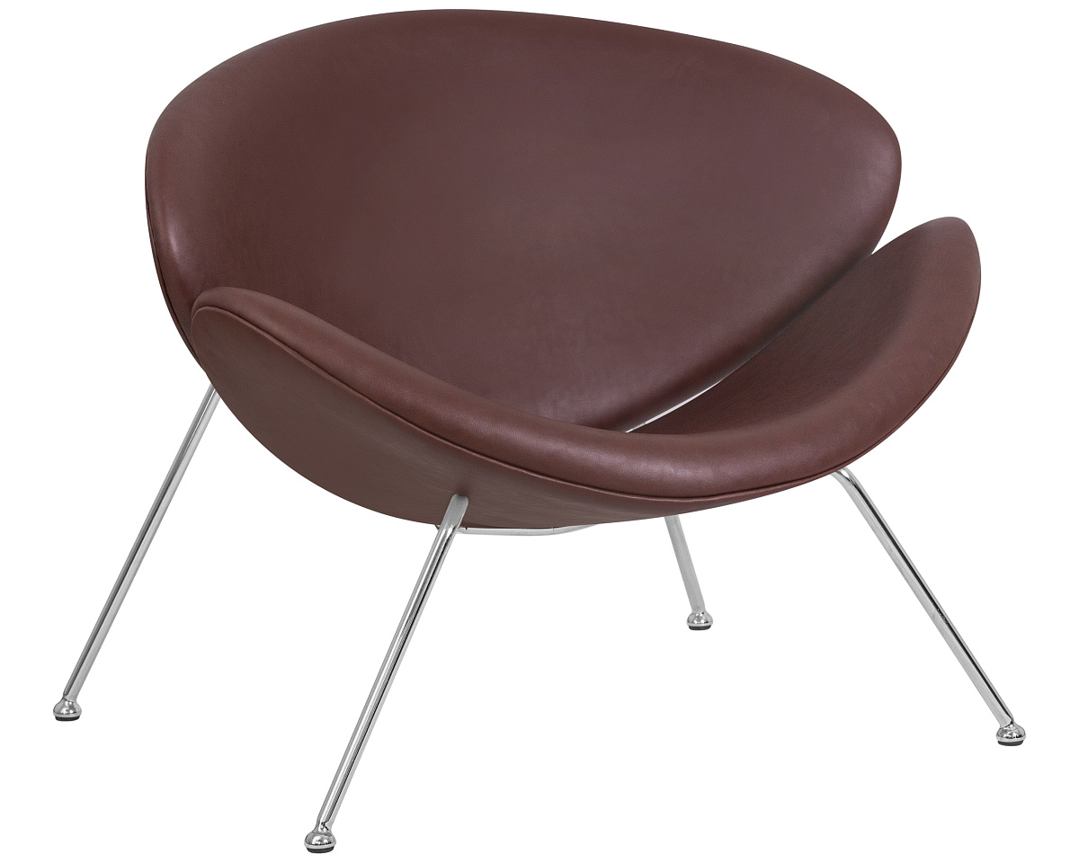 картинка Кресло дизайнерское DOBRIN EMILY, коричневый винил YP5, хромированная сталь от магазина Montegros