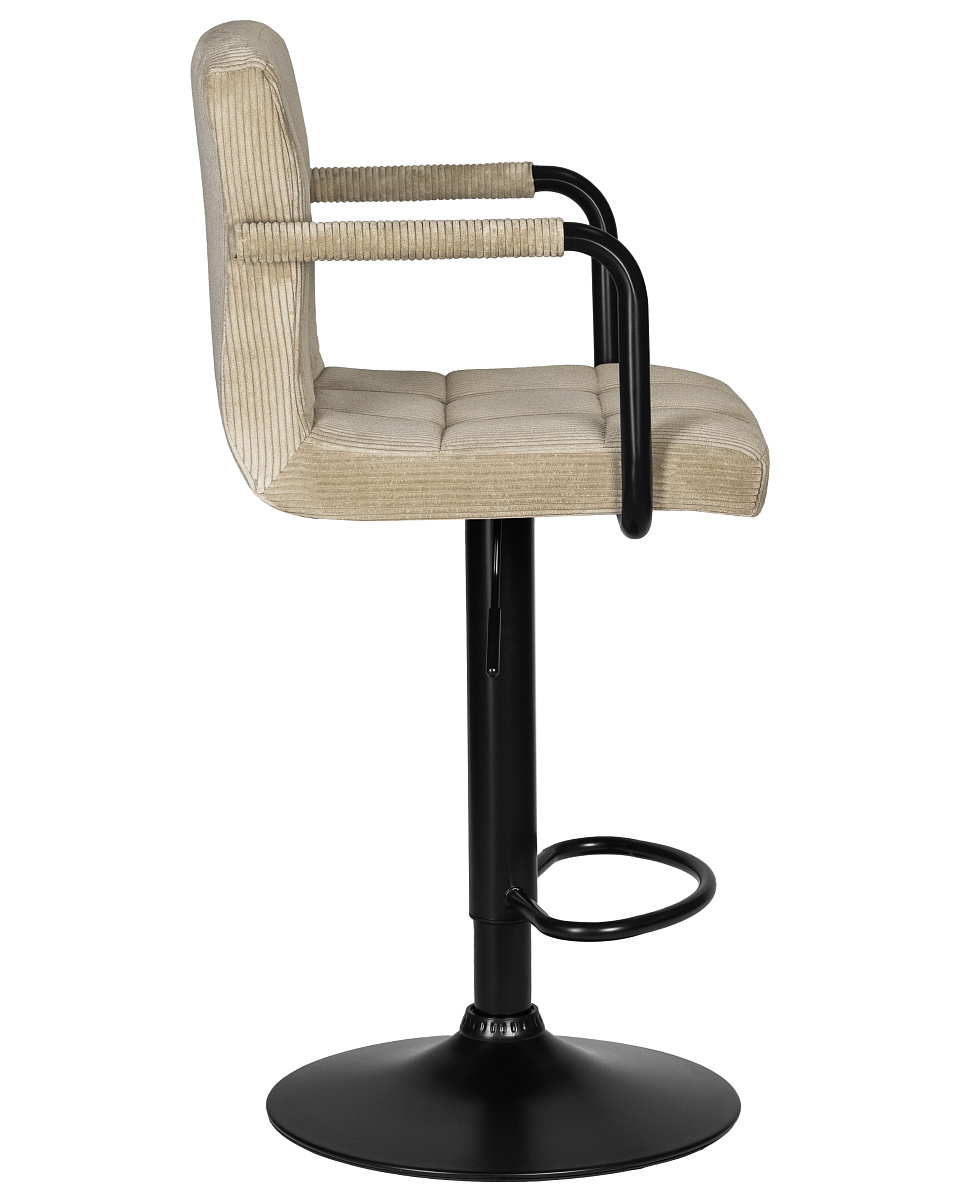 картинка Стул барный DOBRIN KRUGER ARM BLACK, бежевый вельвет (LAR-E2041-04) от магазина Montegros