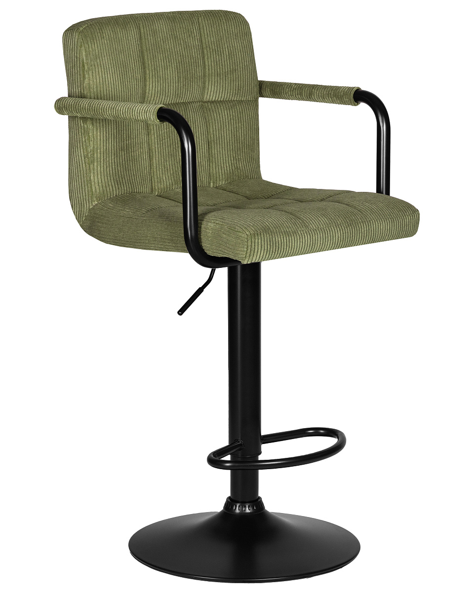 картинка Стул барный DOBRIN KRUGER ARM BLACK, зеленый вельвет (LAR-E2041-7) от магазина Montegros
