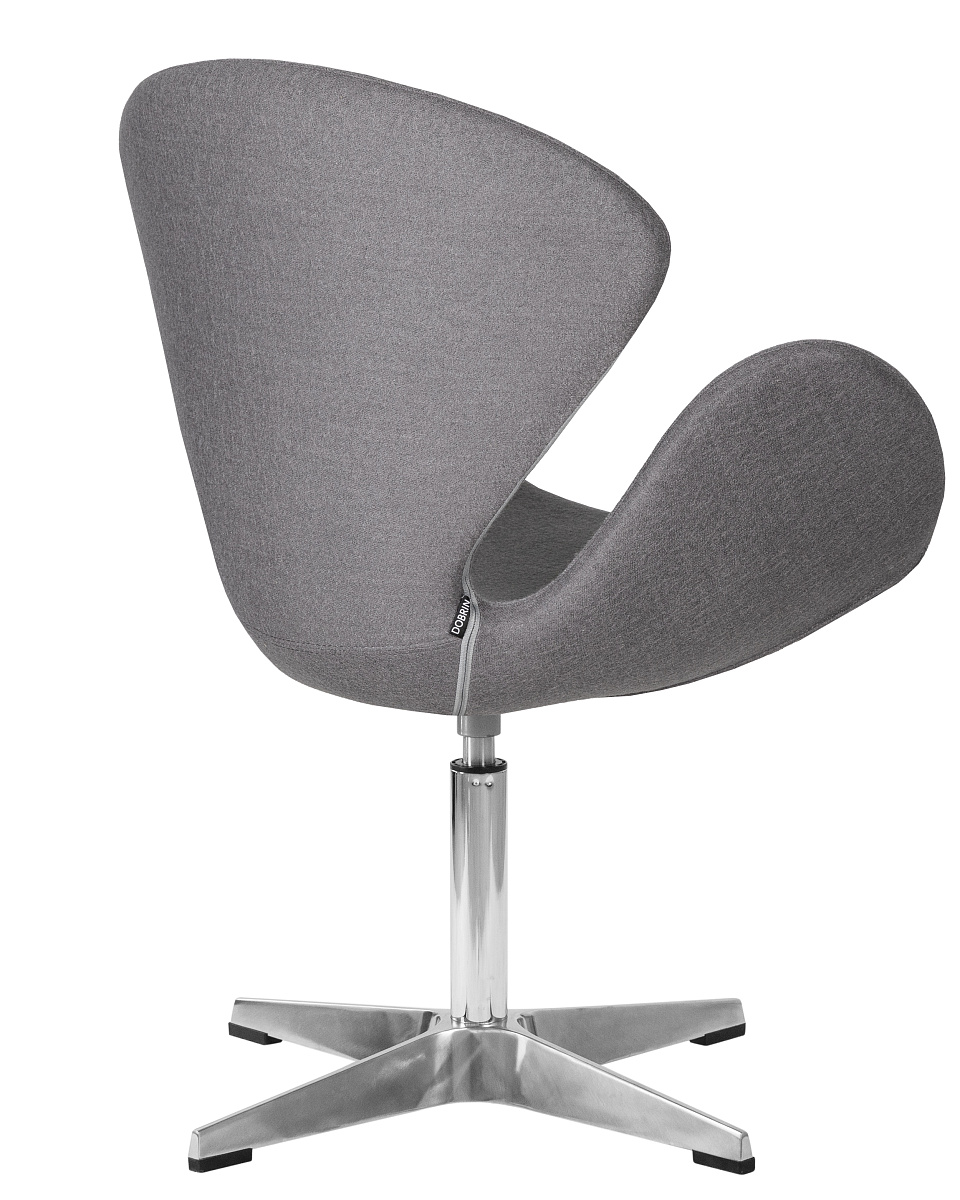 картинка Кресло дизайнерское DOBRIN SWAN, серая ткань AF7, алюминиевое основание от магазина Montegros
