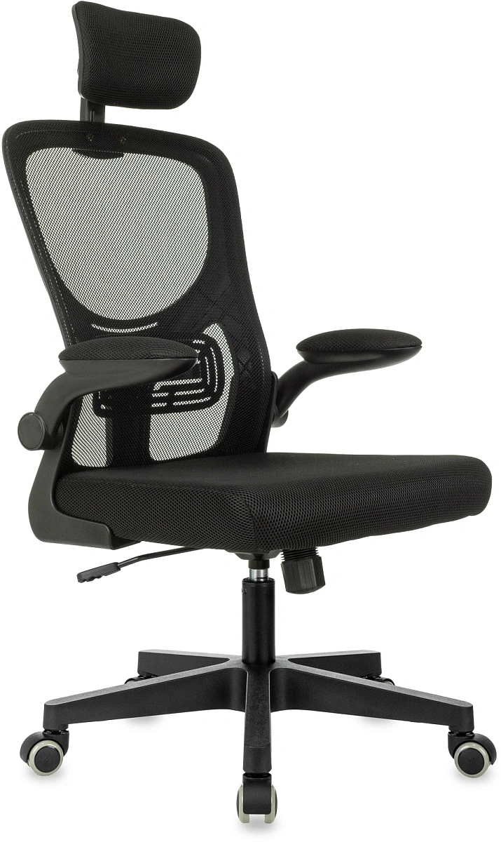 картинка Кресло Бюрократ MC-101-H черный сетка/ткань с подголов. крестов. пластик от магазина Montegros