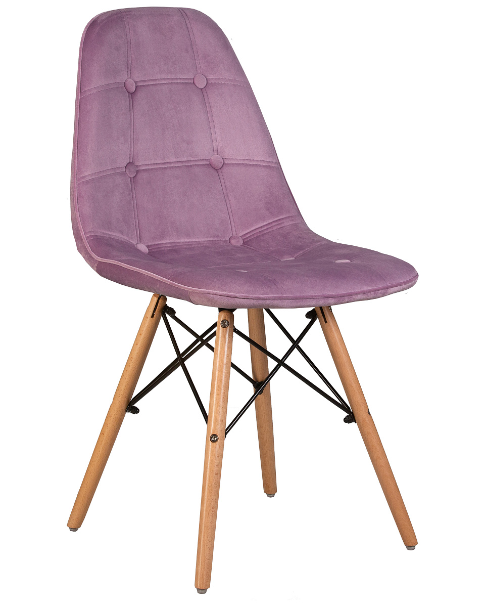 картинка Стул обеденный DOBRIN BENNET, ножки светлый бук, пудрово-сиреневый велюр (HLR-27) от магазина Montegros