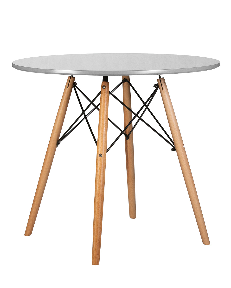 картинка Стол обеденный DOBRIN CHELSEA`80, ножки светлый бук, столешница светло-серый (GR-01)  от магазина Montegros