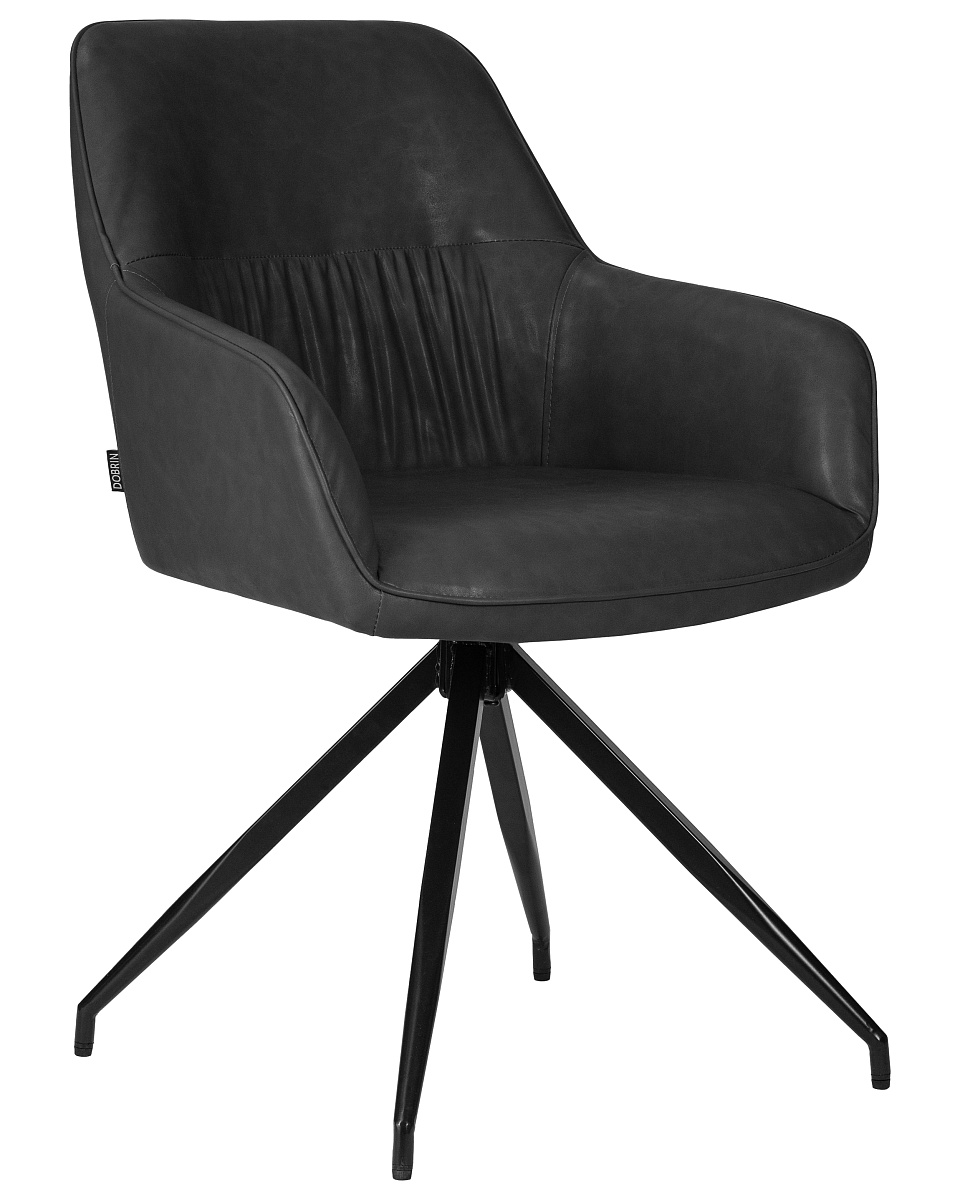картинка Стул обеденный DOBRIN DANIEL, черные ножки, винтажная антрацитовая экокожа (RU-08) от магазина Montegros