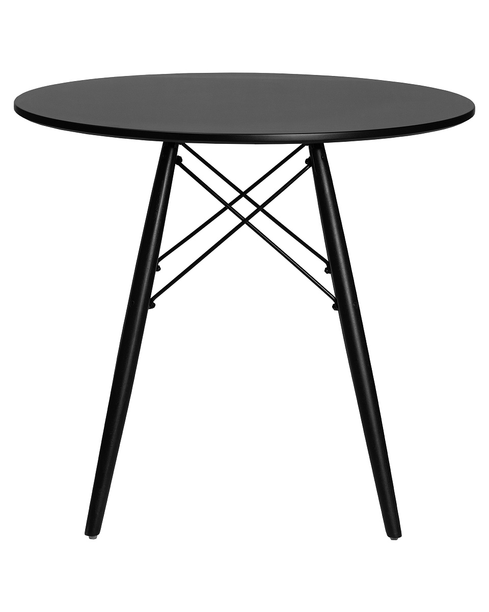 картинка Стол обеденный DOBRIN CHELSEA`80 BLACK, столешница черная, основание черное от магазина Montegros