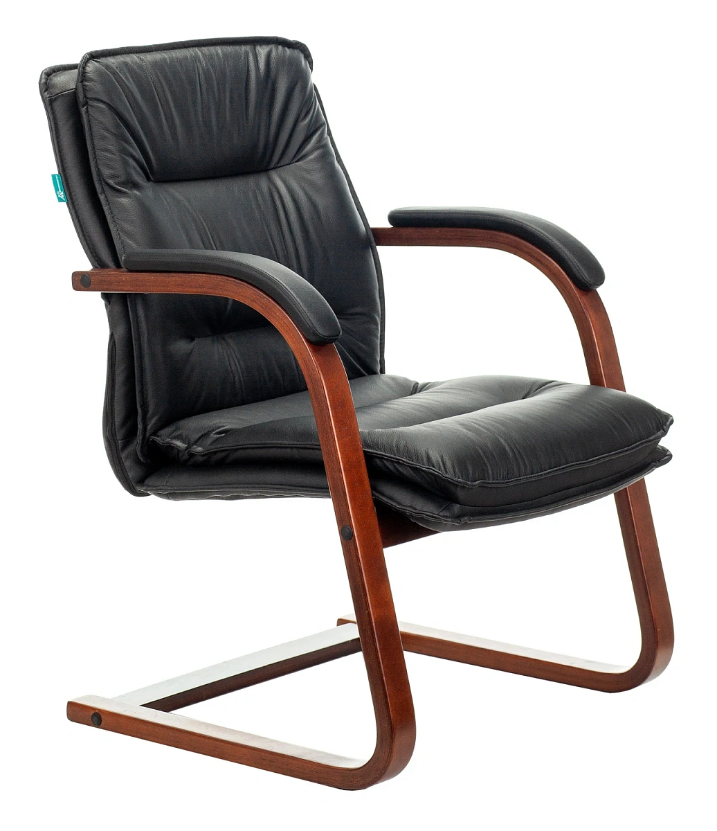 картинка Кресло Бюрократ T-9927WALNUT-AV черный кожа полозья дерево коричневый от магазина Montegros