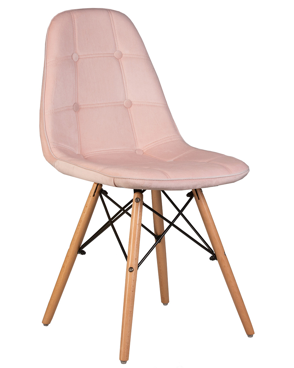 картинка Стул обеденный DOBRIN BENNET, ножки светлый бук, пудрово-розовый велюр (HLR-39) от магазина Montegros