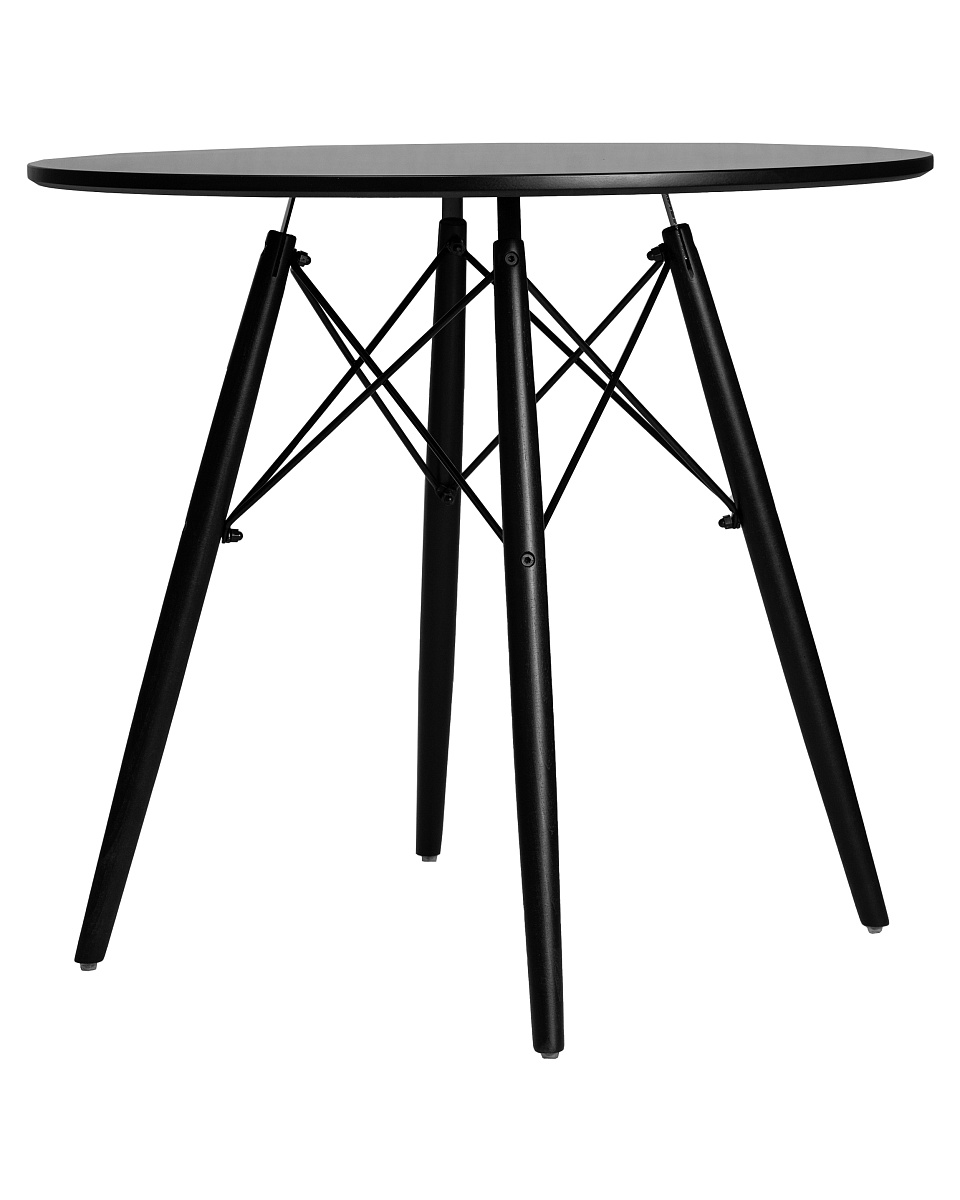 картинка Стол обеденный DOBRIN CHELSEA`80 BLACK, столешница черная, основание черное от магазина Montegros