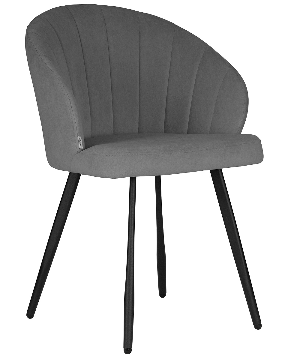 картинка Стул обеденный DOBRIN NAOMI, ЭМАЛЬ ЧЕРНЫЙ МУАР велюр Catania Stone от магазина Montegros