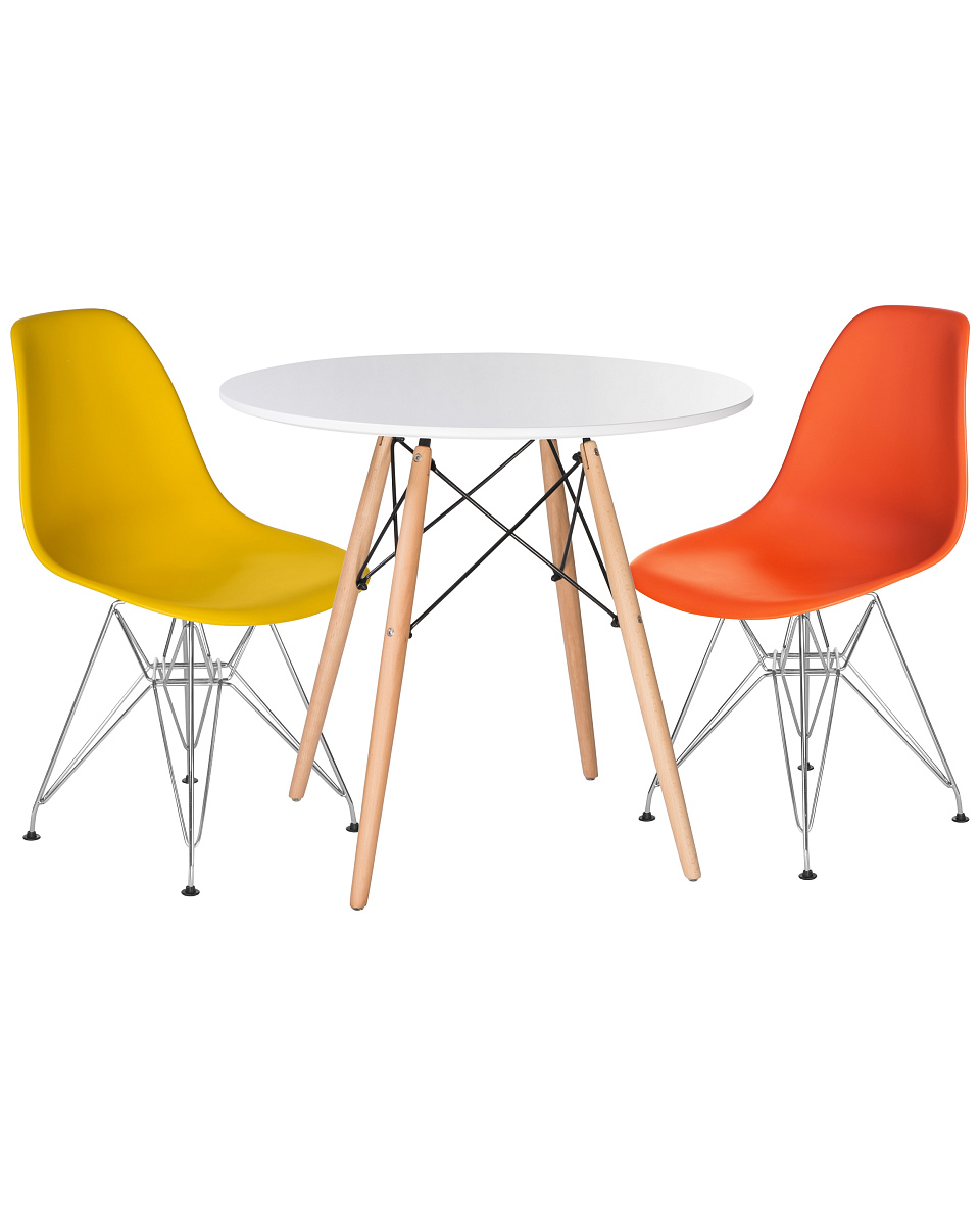 картинка Стол обеденный DOBRIN CHELSEA`80, ножки светлый бук, столешница белая от магазина Montegros